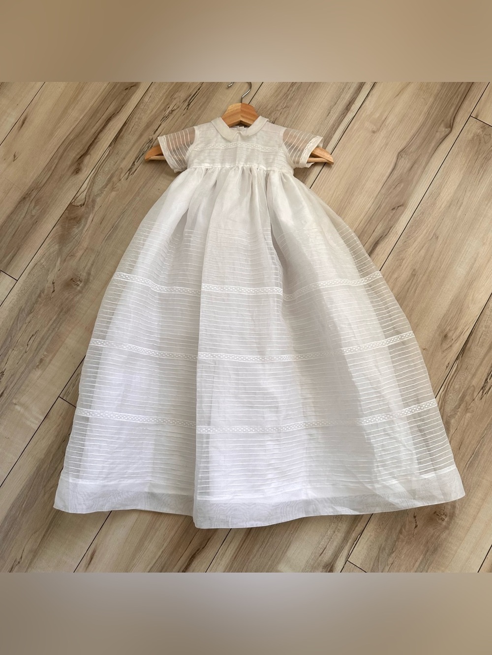 Vintage 50s 60s Baby Christening Gown White Cotton Pintuck By Mother Goose